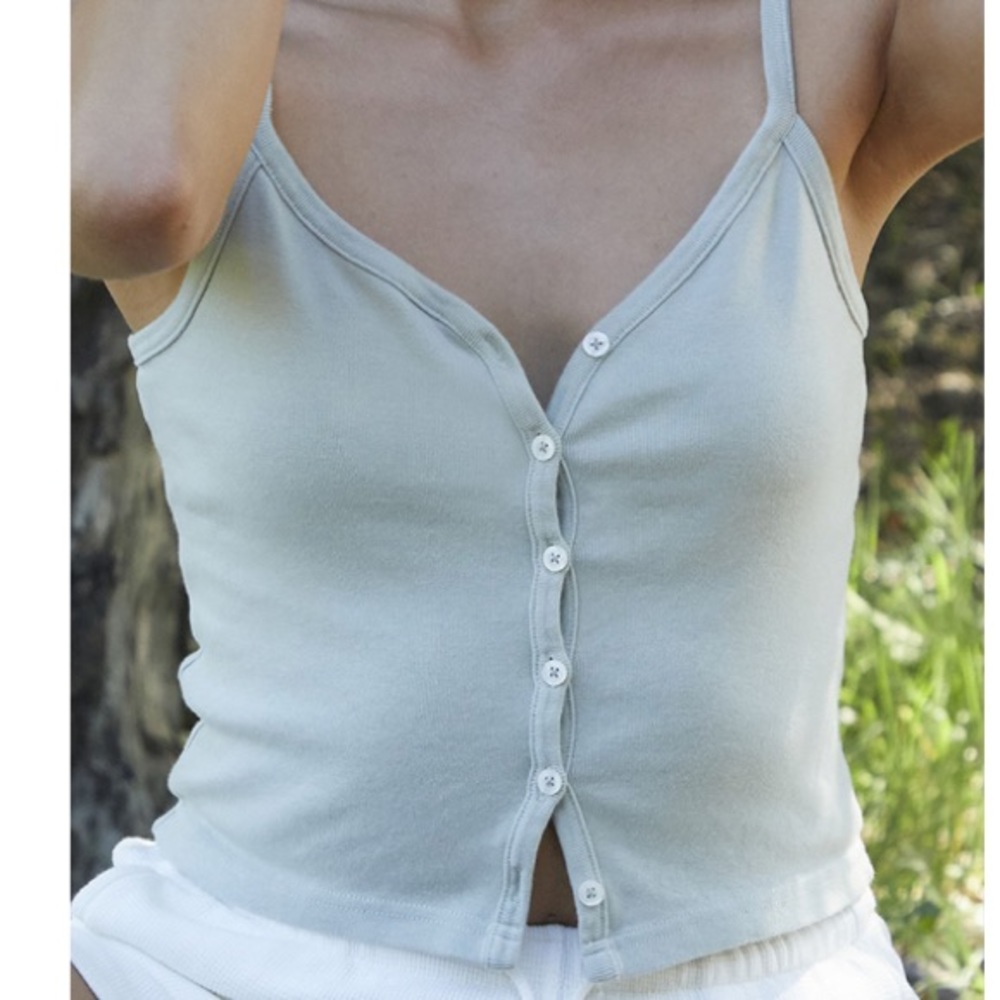 Brandy Melville John Galt Sage Green Button Tank Top Cami One Size XS/S